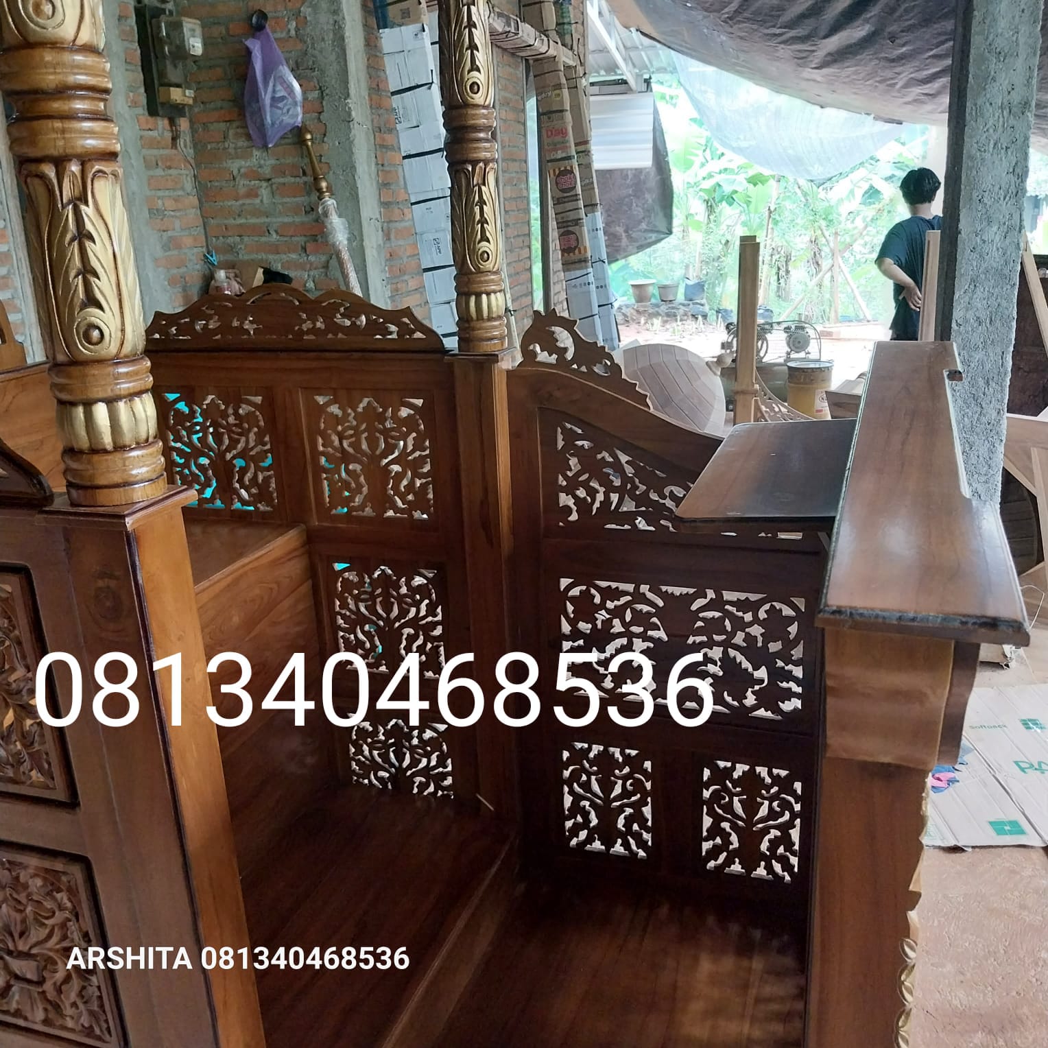 Mimbar Masjid Kanopi Pintu samping 100x150x270cm